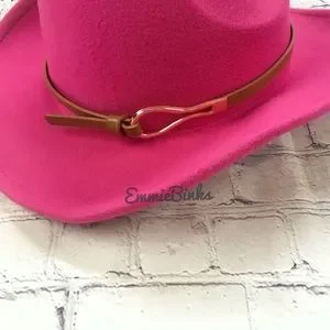 New Hot Pink Fedora Style Cowboy Cowgirl Summer Hat Personalized Hot Pink Cowboy Hat Cowgirl Hat for Women  main image 4